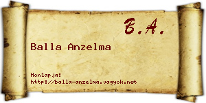 Balla Anzelma névjegykártya